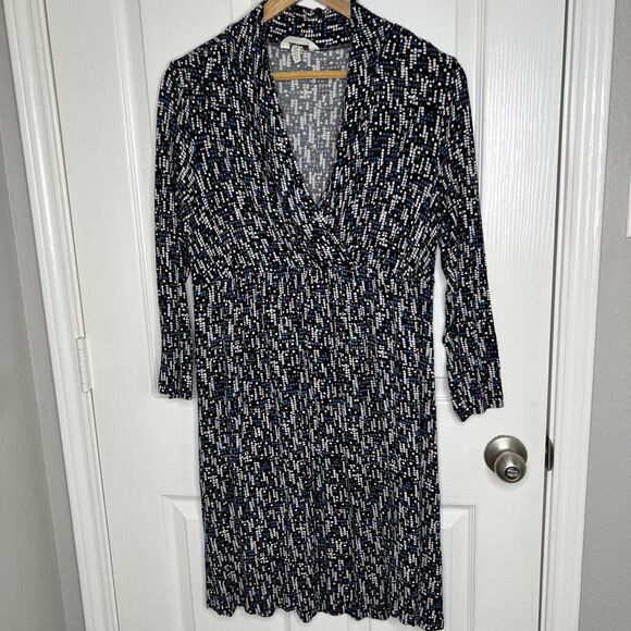 Soma Other - Soma Dress Nightgown Size Large Crossover Top Blue Black White Jersey Knit